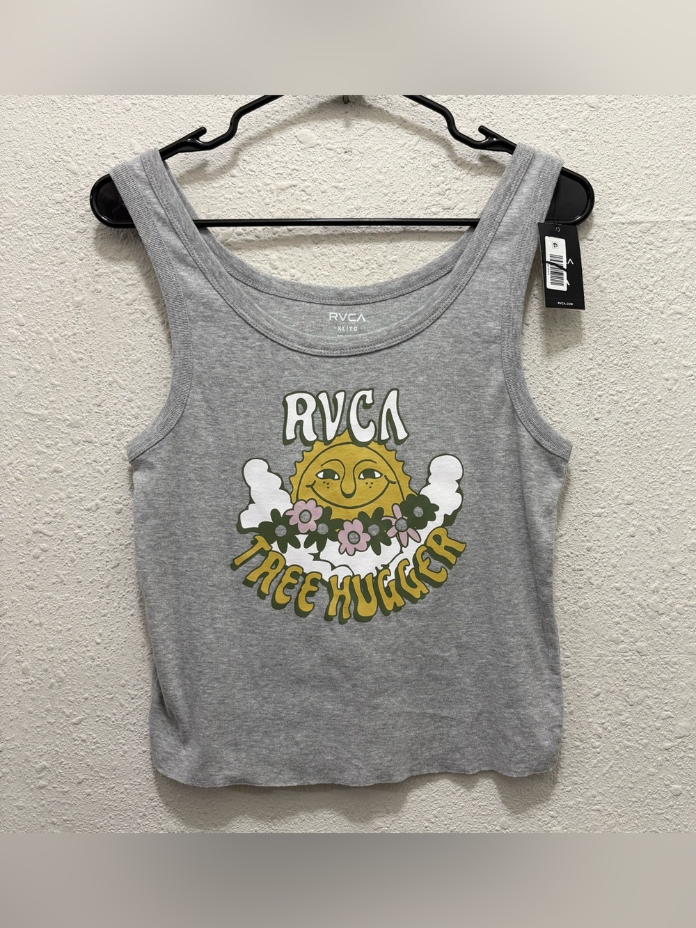 RVCA Tree Hugger Poplar Crop Tank in Grey NWT XL